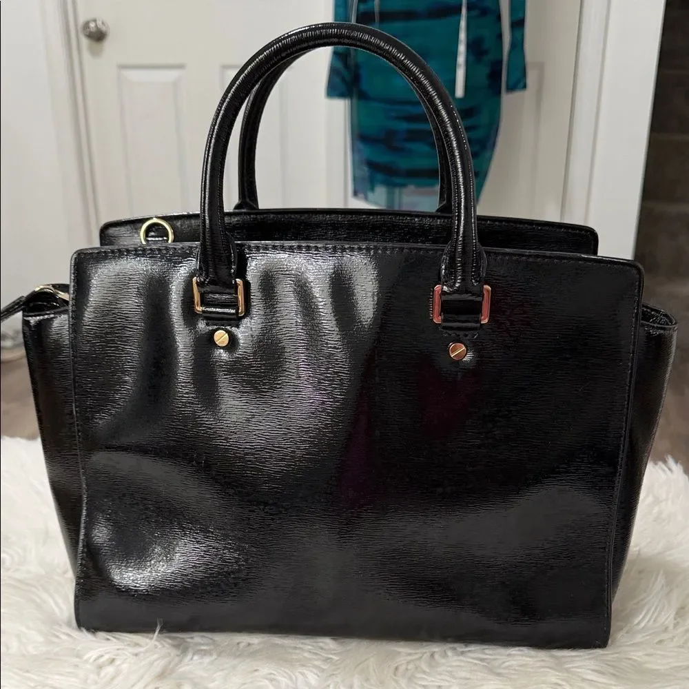 Michael Kors Shiny Black Satchel - Picture 2 of 12